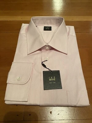 NWT Ike Behar Pink Striped button up dress shirt Mens 18 XL $135 NEW - Image 1 of 4