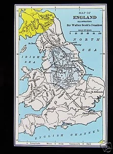 Linterna mágica de vidrio diapositiva mapa de inglaterra ilustrando ivanhoe fecha 1912 - Imagen 1 de 2