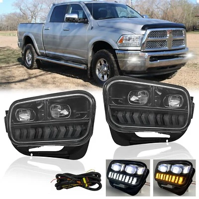 LED Fog Lights Front Bumper Lamps+ DRL For 2009-2018 Dodge Ram 1500 2500 3500 Foto 1 de 4