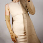 LONG SUEDE GLOVE Faux Leather 24" 60cm Opera Evening Coffee Tan Nude Brown Beige