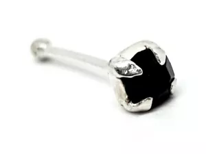 Borchia naso ossidiana pietra preziosa nera 22 g (0,6 mm) argento 925 1,8 mm ... - Foto 1 di 8