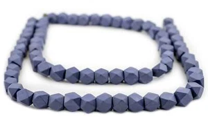 Cobalt Blue Diamond Cut Natural Wood Beads 12mm Purple Faceted Large Hole - Picture 1 of 4