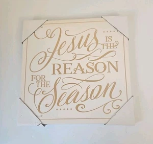 Weihnachten Wanddeko 12 "Jesus ist der Grund der Jahreszeit" Farbe beige und gold - Bild 1 von 2