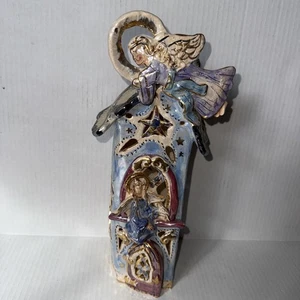 Blue Sky Heather Goldmine Keramik Engelhaus Teelicht Kerzenhalter - Bild 1 von 13