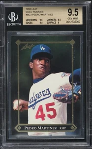 1992 Leaf Gold Rookies Pedro Martinez Dodgers RC Rookie HOF BGS 9.5 GEM MINT - Picture 1 of 2
