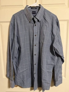 Arrow men’s large 16-16.5 blue and White Checkered button down Shirt - Picture 1 of 4