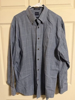 Arrow men’s large 16-16.5 blue and White Checkered button down Shirt - Image 1 of 4