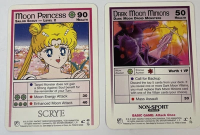 Lote raro de 2 cartões promocionais Sailor Moon CCG Dark Moon Minions e Moon Princess - Imagem 1 de 4