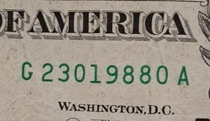 Feb. 30, 1988 Birthday  Anniversary Note Fancy Serial Number $1 One Dollar  Bill - Picture 1 of 3