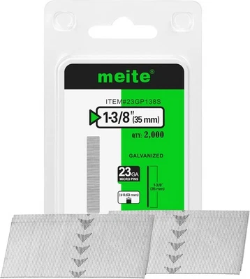 meite 23 Gauge Pin Nails, 1-3/8 Inch Micro Headless Pins - Galvanized 23GA Pins  - Image 1 of 4