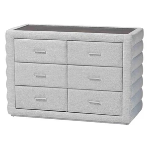 Baxton Studio Cadmus Modern Light Gray Channel-Tufted Fabric 4-Drawer Dresser - Picture 1 of 12