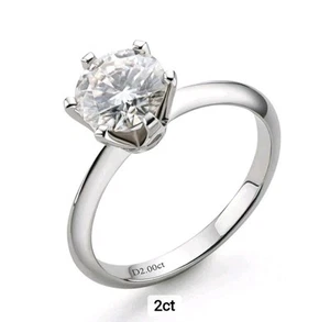 3Ct *Custom engraved* Moissanite Vvs1 925 Silver Wedding Ring Brilliant Cut - Picture 1 of 7
