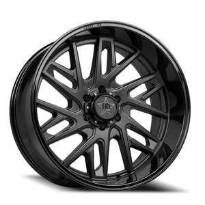 22x11 Luxxx HD LHD29 Gloss Black Lip Satin Black Face Wheel 6x135 (-33mm) - Picture 1 of 5