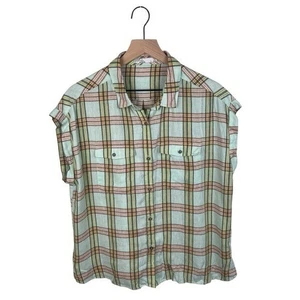 Prana Damen McCray Top Gr. Large mintgrün kariert Hanf Tencel gewebt Outdoor - Bild 1 von 8
