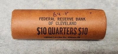 FRB Cleveland UNC Roll 1964-P Washington Quarters - Toned Enders - Image 1 of 3