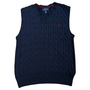 Polo Ralph Lauren Sweater Vest Boy's Knit Pullover Navy Size Medium 10-12 - Picture 1 of 5