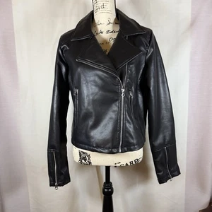Chaqueta de moto Ashley Outerwear para mujer de cuero sintético talla grande negra excelente estado - Imagen 1 de 10