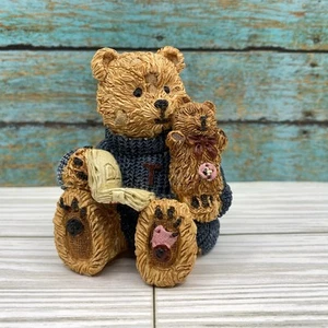 Resin Bear Reading Book to Baby Bear Figurine – 3" H x 2.5" L x 2" W – Adorable - Picture 1 of 11