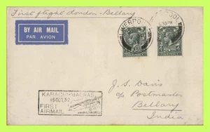 G.B. 1932 Imperial Airways flight London - Bellary (india) (Itremediate stage to - Picture 1 of 2