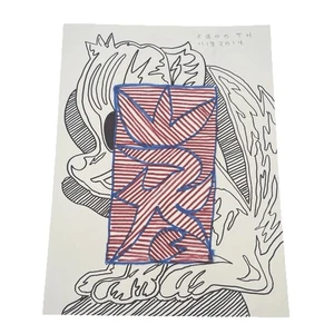 Original Abstract Art Hand Drawn & Signed S Booth 2014 Peek A Poo - Picture 1 of 4