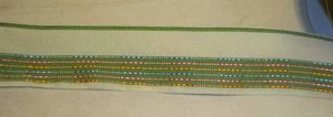 5 Yds. IVORY/GREEN STRIPE JACQUARD RIBBON  1 1/2" wide - Picture 1 of 1