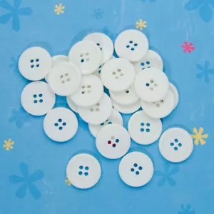 Plastic Sewing Buttons 20mm Round 4-Hole DIY Apparel Fastener Solid Matte White - Picture 1 of 1