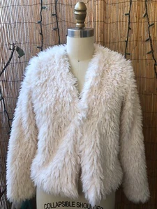 *7 For All Mankind* Faux Fur Ivory Micro-fleece Jacket New Without Tag Small - Foto 1 di 8