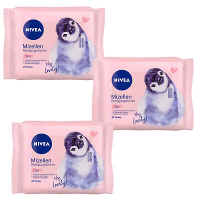 3x 25 Nivea Mizellen Reinigungstücher 3in1 entfernt wasserfestes Make-Up fresh - Bild 1 von 3