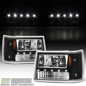 1-Piece Black 1993-1998 Jeep Grand Cherokee LED Headlights+Bumper+Corner Lights - Picture 1 of 4