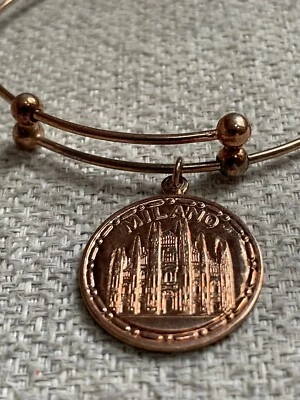 .925 STERLING SILVER ROSE GOLD MILANO BANGLE CHARM BRACELET THE DUOMO ITALY - Image 1 of 4