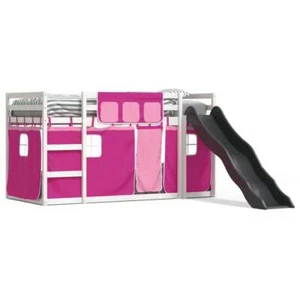 Bunk Bed with Slide and Curtains Pink 80x200 cm vidaXL - Picture 1 of 12