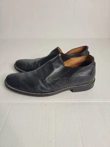 Jonh Varvatos Crosby Oxford Schuhe Herren Gr. 10 Slipper schwarz Leder dicke Nähte - Bild 1 von 9