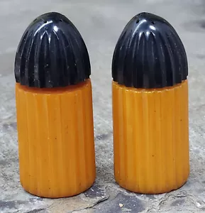 Antique 1930s Art Deco Butterscotch Bakelite Bullet Shaped Salt & Pepper Shakers - Picture 1 of 6