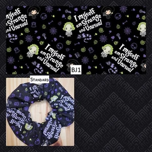 Beetlejuice Scrunchies | Handmade in the USA | Long Lasting Silicone Elastic - Picture 1 of 6