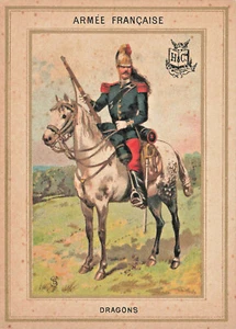 Carta Armée Française Dragons marca H&C 1870 3,5 x 4,25" - Foto 1 di 2
