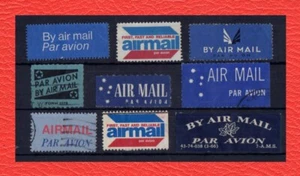 #47188 Lot of 9 “BY AIR MAIL” / “PAR AVION” philatelic labels. - Picture 1 of 1
