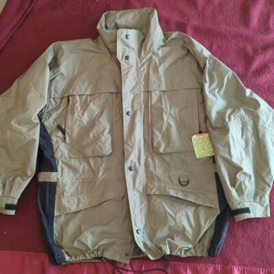 Chaqueta de lluvia Sportscaster verde de malla de pesca al aire libre con múltiples bolsillos XL Foto 1 de 4