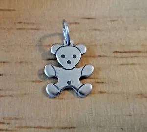 Sterling Silver Small Flat 14x11mm Teddy Bear Animal Charm - Picture 1 of 3