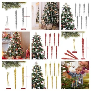 30 Stück Eiszapfen Weihnachtsbaumschmuck - Silber/Rot oder Gold - Sie haben die Wahl - Bild 1 von 19