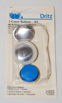 NIB Dritz 3 Piece Aluminum 14-45 Cover Buttons Kit 1-1/8 in - Image 1 of 4