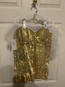 New Daisy Corsets 5 Piece Sexy Sequin Angel Costume Adult Size M Gold Sequin - Picture 1 of 7