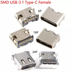 6/16/24P SMD DIP USB-3.1 tipo C conector de toma hembra carga rápida transmisión HD - Imagen 1 de 8