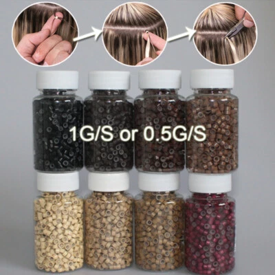 Cuentas de micro anillo de 6 mm eslabón/forrado de cuentas de silicona para extensiones de cabello punta I de pluma Foto 1 de 4
