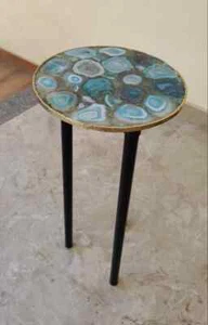 Blue Agate End Table Slab, Geode Agate Side Table, Home Table Living Room Decor - Picture 1 of 4