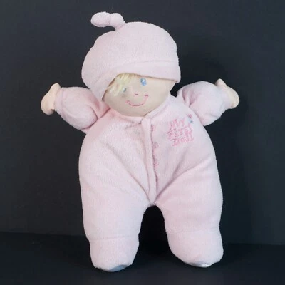 Animal Alley My First Doll Rattle Plush Pink Blonde Hair Blue Eyes 11" Stuffed - Image 1 of 4