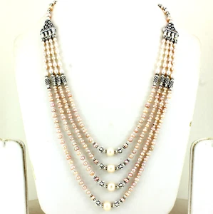 Necklace Natural Pink Water Pearl Gemstone Beaded Handmade Fashion Jewelry - Picture 1 of 5