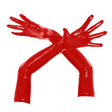 Women Latex Opera Gloves Patent Leather Wet Look Arm Length Gloves Evening Dress