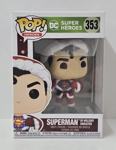 Funko Pop! DC Super Heroes 353 Superman In Holiday Sweater Vinyl + Protector - Picture 1 of 10