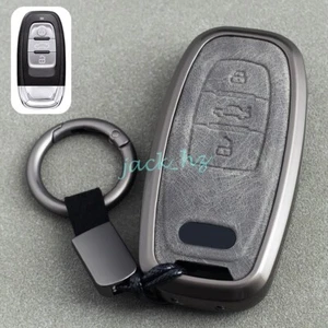 Para Audi 3 Botones Metal Cuero Coche Llavero Estuche Cubierta Llavero Accesorios - Imagen 1 de 8