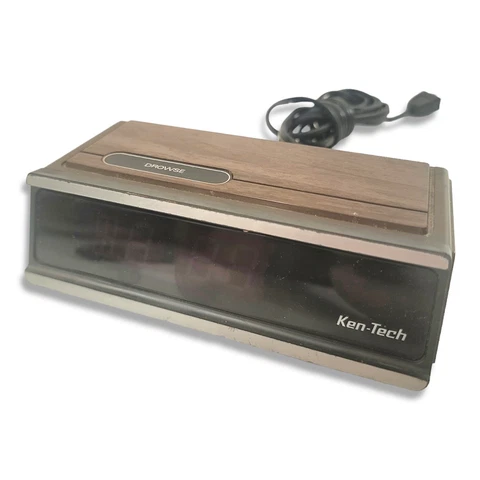 Ken-Tech Model NO. T-2096C Vintage Digital Alarm Clock Faux Wood Grain - Works Cover